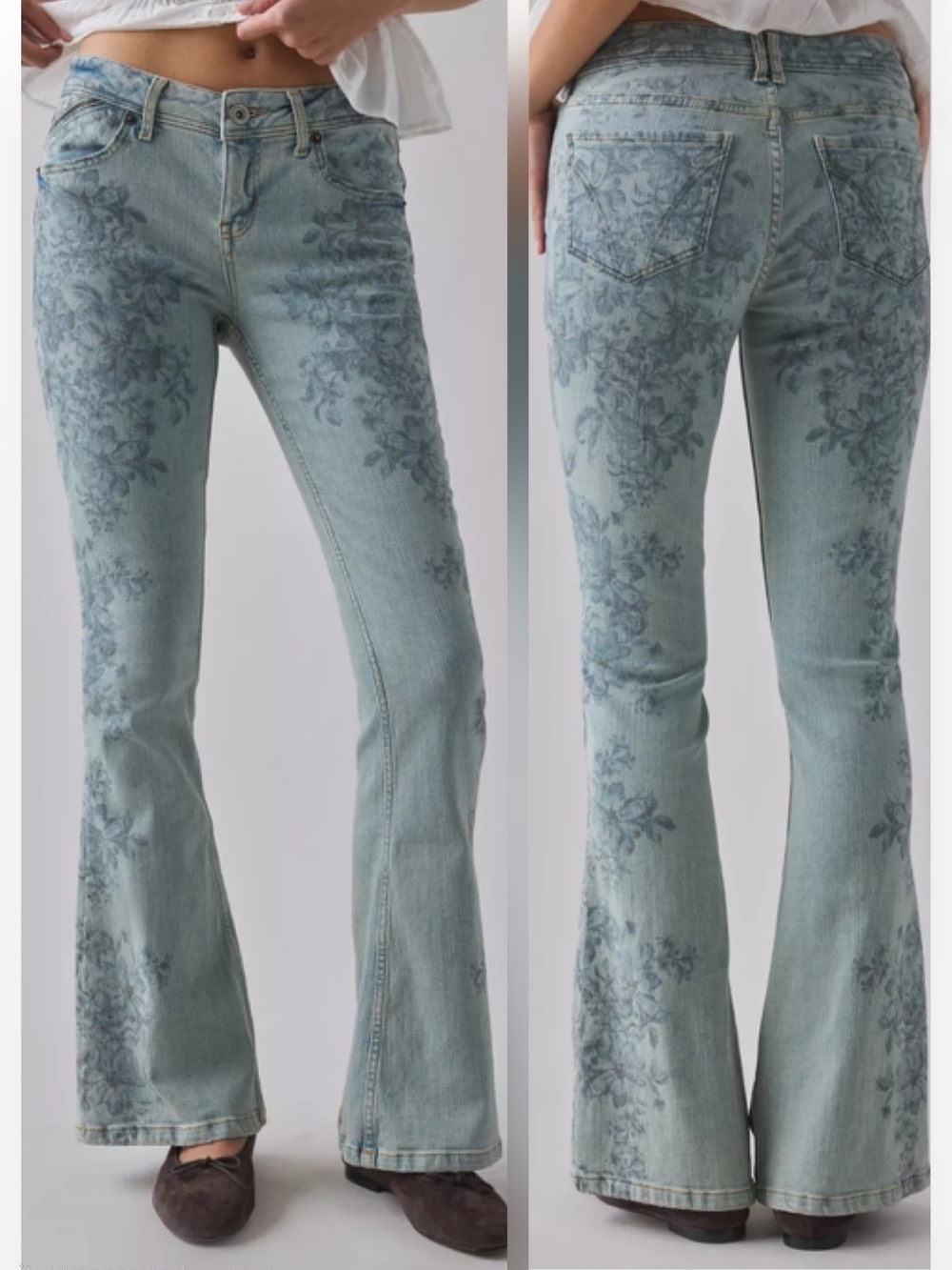 BDG Brooke Printed Floral Low-Rise Flare Jeans